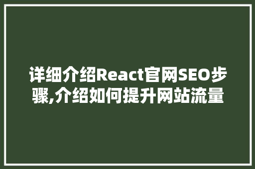 详细介绍React官网SEO步骤,介绍如何提升网站流量与用户粘性
