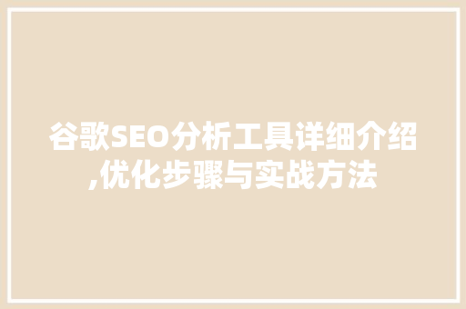 谷歌SEO分析工具详细介绍,优化步骤与实战方法