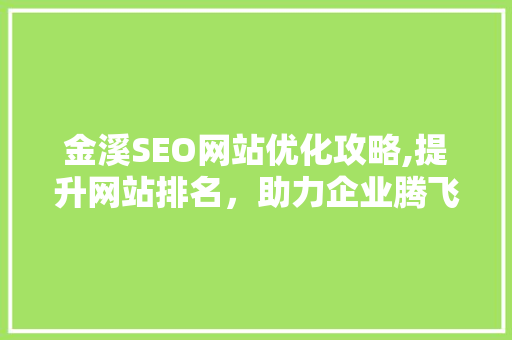 金溪SEO网站优化攻略,提升网站排名，助力企业腾飞