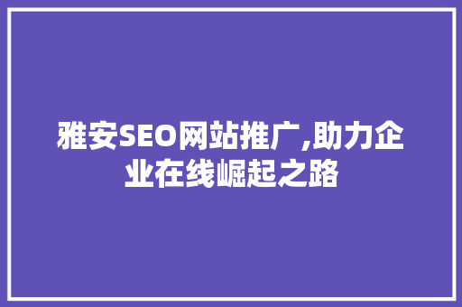雅安SEO网站推广,助力企业在线崛起之路