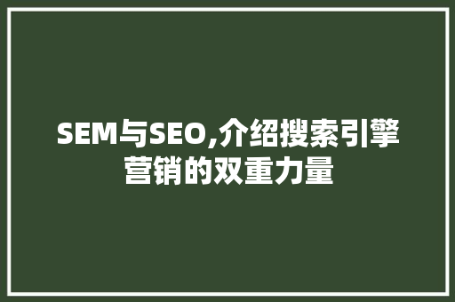 SEM与SEO,介绍搜索引擎营销的双重力量