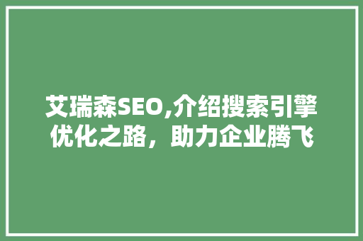 艾瑞森SEO,介绍搜索引擎优化之路，助力企业腾飞