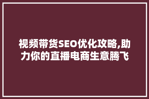 视频带货SEO优化攻略,助力你的直播电商生意腾飞