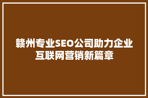 赣州专业SEO公司助力企业互联网营销新篇章