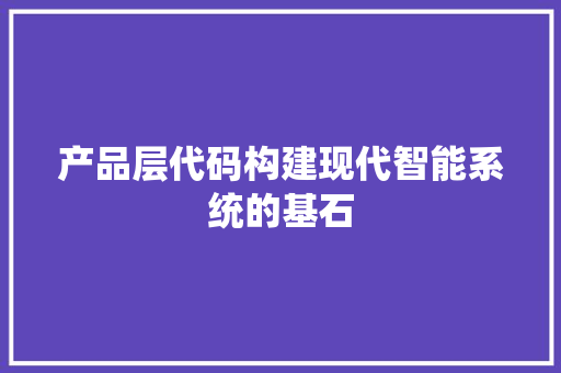 产品层代码构建现代智能系统的基石