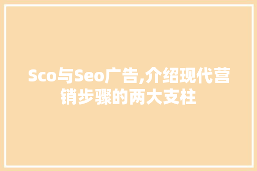 Sco与Seo广告,介绍现代营销步骤的两大支柱