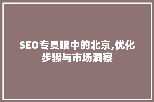 SEO专员眼中的北京,优化步骤与市场洞察