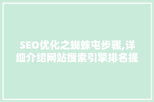 SEO优化之蜘蛛屯步骤,详细介绍网站搜索引擎排名提升之路