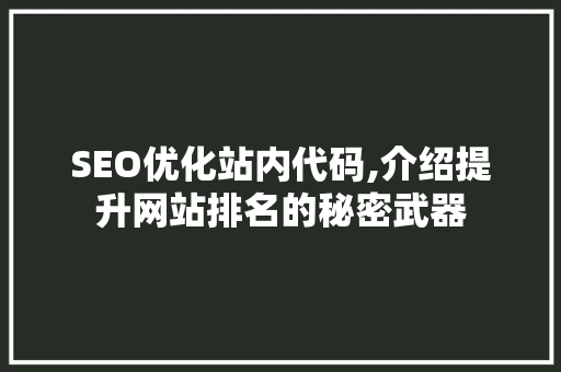 SEO优化站内代码,介绍提升网站排名的秘密武器