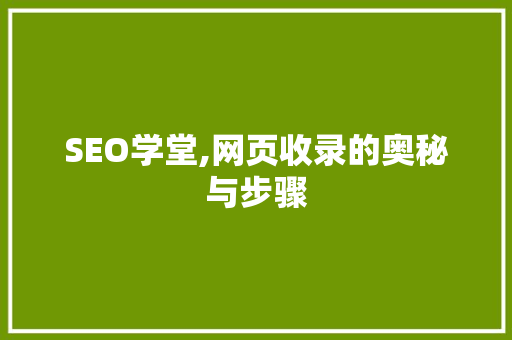 SEO学堂,网页收录的奥秘与步骤