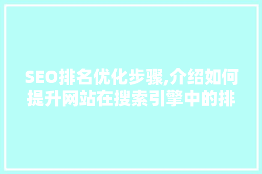 SEO排名优化步骤,介绍如何提升网站在搜索引擎中的排名