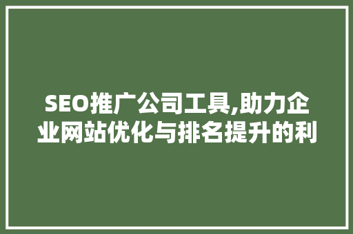 SEO推广公司工具,助力企业网站优化与排名提升的利器