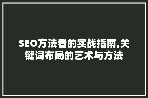 SEO方法者的实战指南,关键词布局的艺术与方法