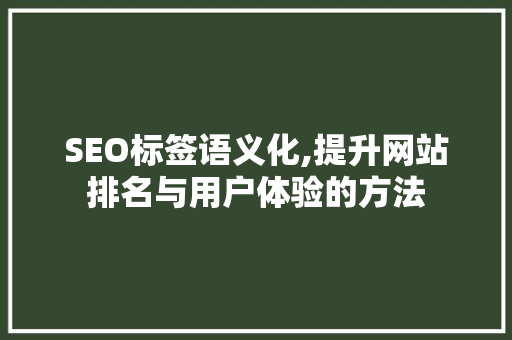 SEO标签语义化,提升网站排名与用户体验的方法  第1张