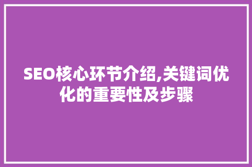 SEO核心环节介绍,关键词优化的重要性及步骤