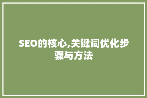 SEO的核心,关键词优化步骤与方法