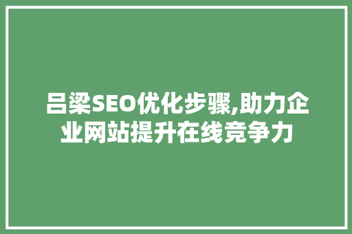 吕梁SEO优化步骤,助力企业网站提升在线竞争力