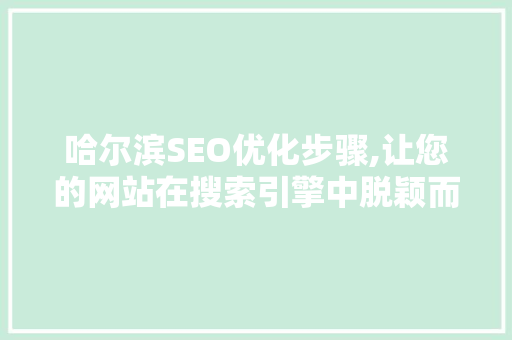 哈尔滨SEO优化步骤,让您的网站在搜索引擎中脱颖而出  第1张