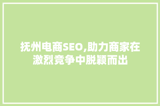 抚州电商SEO,助力商家在激烈竞争中脱颖而出  第1张