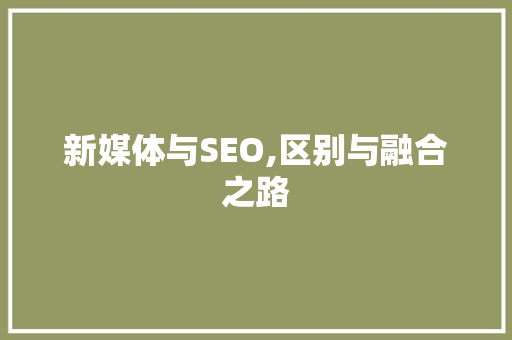 新媒体与SEO,区别与融合之路