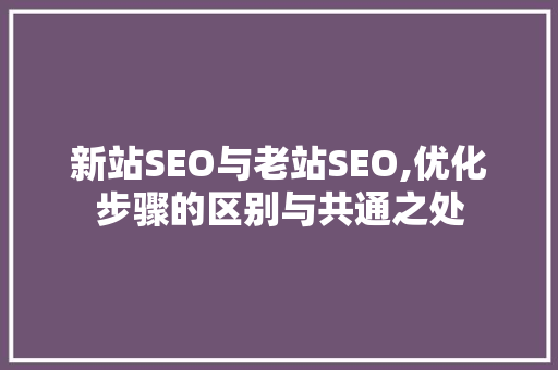 新站SEO与老站SEO,优化步骤的区别与共通之处