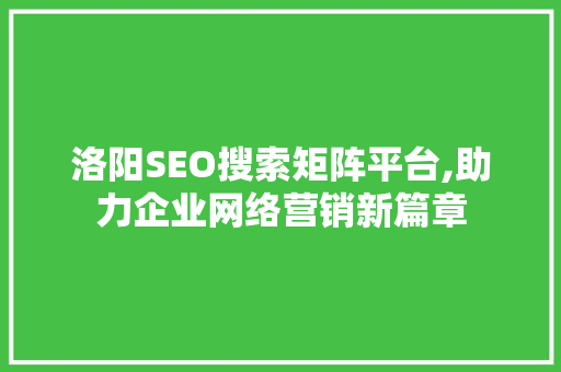 洛阳SEO搜索矩阵平台,助力企业网络营销新篇章  第1张