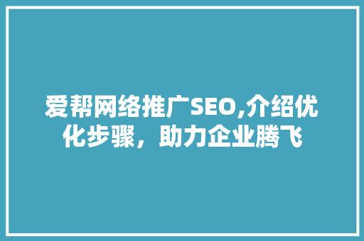爱帮网络推广SEO,介绍优化步骤，助力企业腾飞