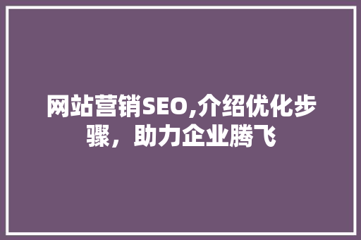 网站营销SEO,介绍优化步骤，助力企业腾飞  第1张