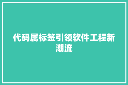 代码属标签引领软件工程新潮流