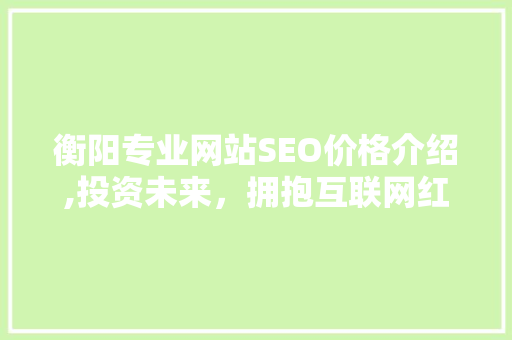 衡阳专业网站SEO价格介绍,投资未来，拥抱互联网红利