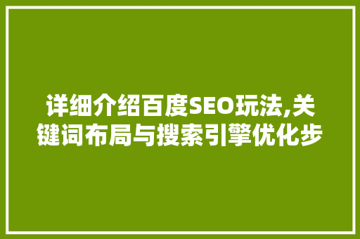 详细介绍百度SEO玩法,关键词布局与搜索引擎优化步骤