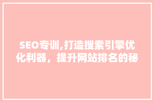 SEO专训,打造搜索引擎优化利器，提升网站排名的秘密武器