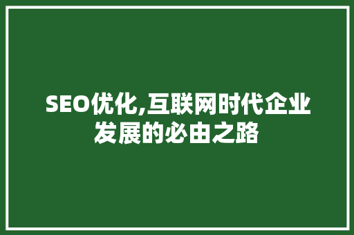 SEO优化,互联网时代企业发展的必由之路