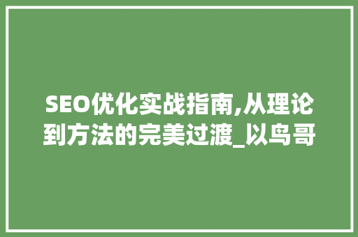 SEO优化实战指南,从理论到方法的完美过渡_以鸟哥笔记为例