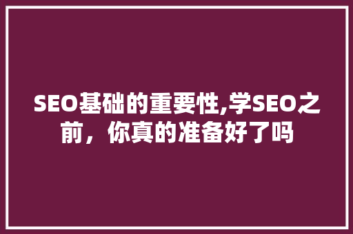SEO基础的重要性,学SEO之前，你真的准备好了吗