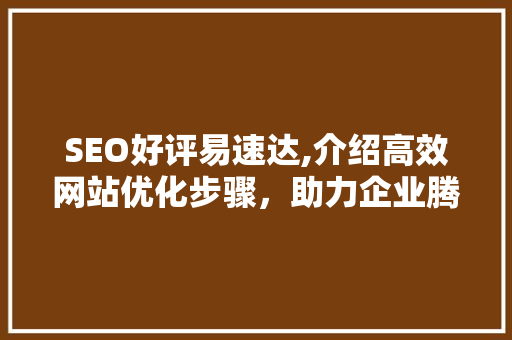 SEO好评易速达,介绍高效网站优化步骤，助力企业腾飞