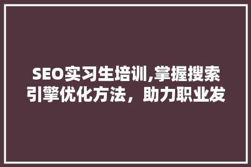 SEO实习生培训,掌握搜索引擎优化方法，助力职业发展  第1张