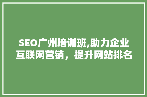 SEO广州培训班,助力企业互联网营销，提升网站排名与流量
