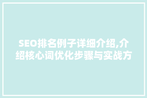 SEO排名例子详细介绍,介绍核心词优化步骤与实战方法
