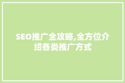 SEO推广全攻略,全方位介绍各类推广方式  第1张