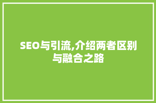 SEO与引流,介绍两者区别与融合之路