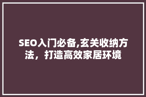 SEO入门必备,玄关收纳方法，打造高效家居环境  第1张