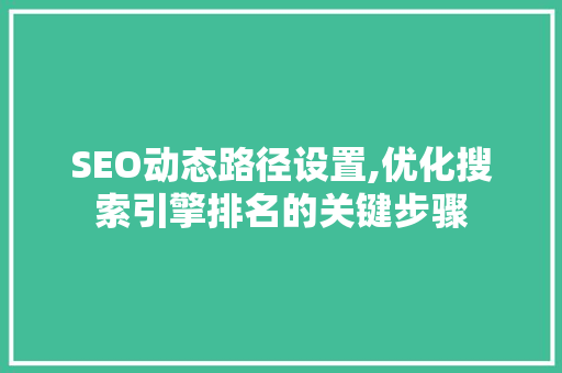 SEO动态路径设置,优化搜索引擎排名的关键步骤
