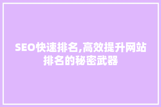 SEO快速排名,高效提升网站排名的秘密武器