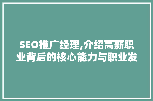 SEO推广经理,介绍高薪职业背后的核心能力与职业发展路径