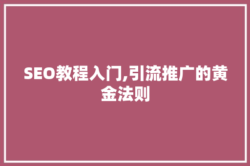 SEO教程入门,引流推广的黄金法则