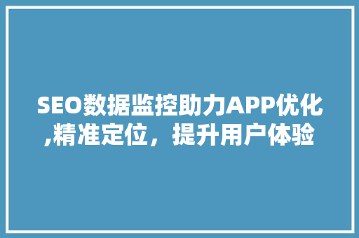 SEO数据监控助力APP优化,精准定位，提升用户体验