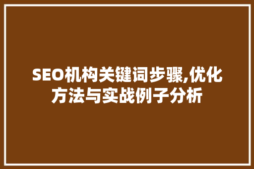 SEO机构关键词步骤,优化方法与实战例子分析  第1张