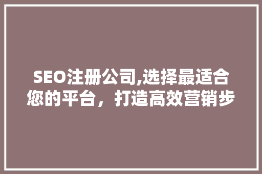 SEO注册公司,选择最适合您的平台，打造高效营销步骤