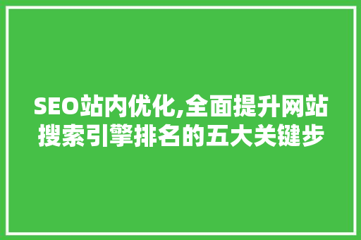 SEO站内优化,全面提升网站搜索引擎排名的五大关键步骤